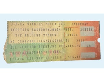 The Rolling Stones 1981 JFK Stadium Concert Ticket Stub Original Vintage