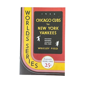 1932 Chicago Cubs Vs. Carte de pointage souvenir New York Yankees World Series Wrigley Field