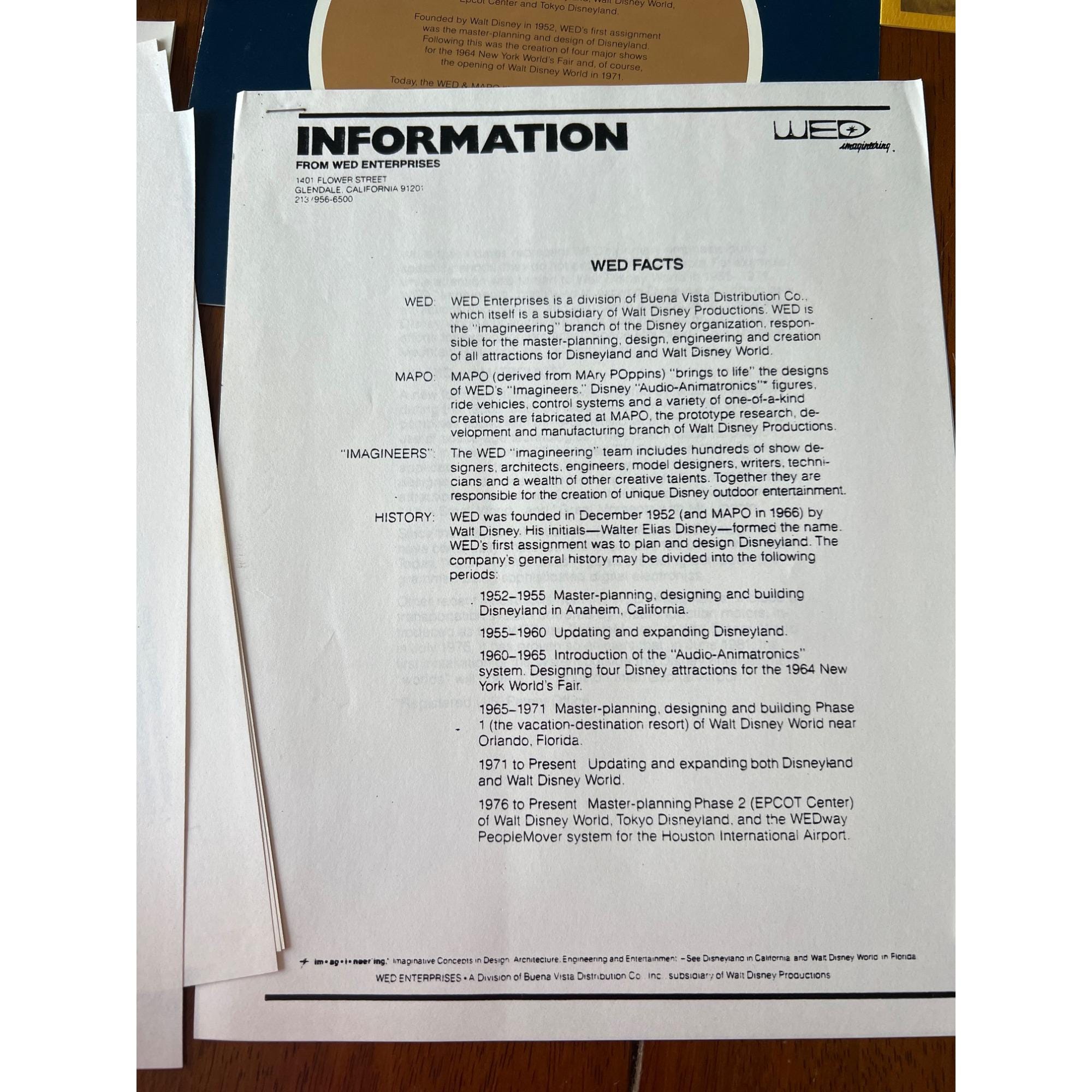 WED Imagineering & Mapo New Hire Folder Walt Disney Orientation  display picture 1