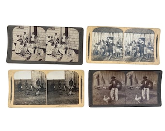 4 Stereoview Cards Black Americana 1895 1901 USA Stereo Card