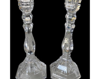 Pair Of Tiffany & Co Crystal Glass Candle Holders Candlesticks Vintage