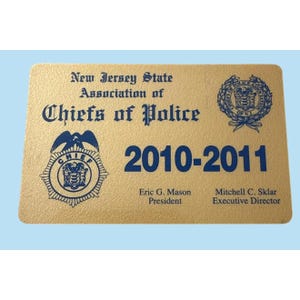 New Jersey State Association Of Chiefs Of Police 2010-2011 Membership Card NJ