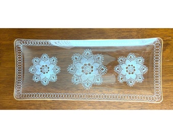 Antique Rectangle Queen Anne's Lace Art Glass Plate 13.5" x 5.5"