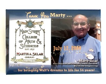 Walt Disney Imagineering Legend MARTY Sklar Disneyland Window Button pin WDI HTF