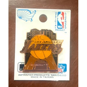 Vintage Los Angeles Lakers NBA Licensed Collectible Hat Pin Gold & Enamel