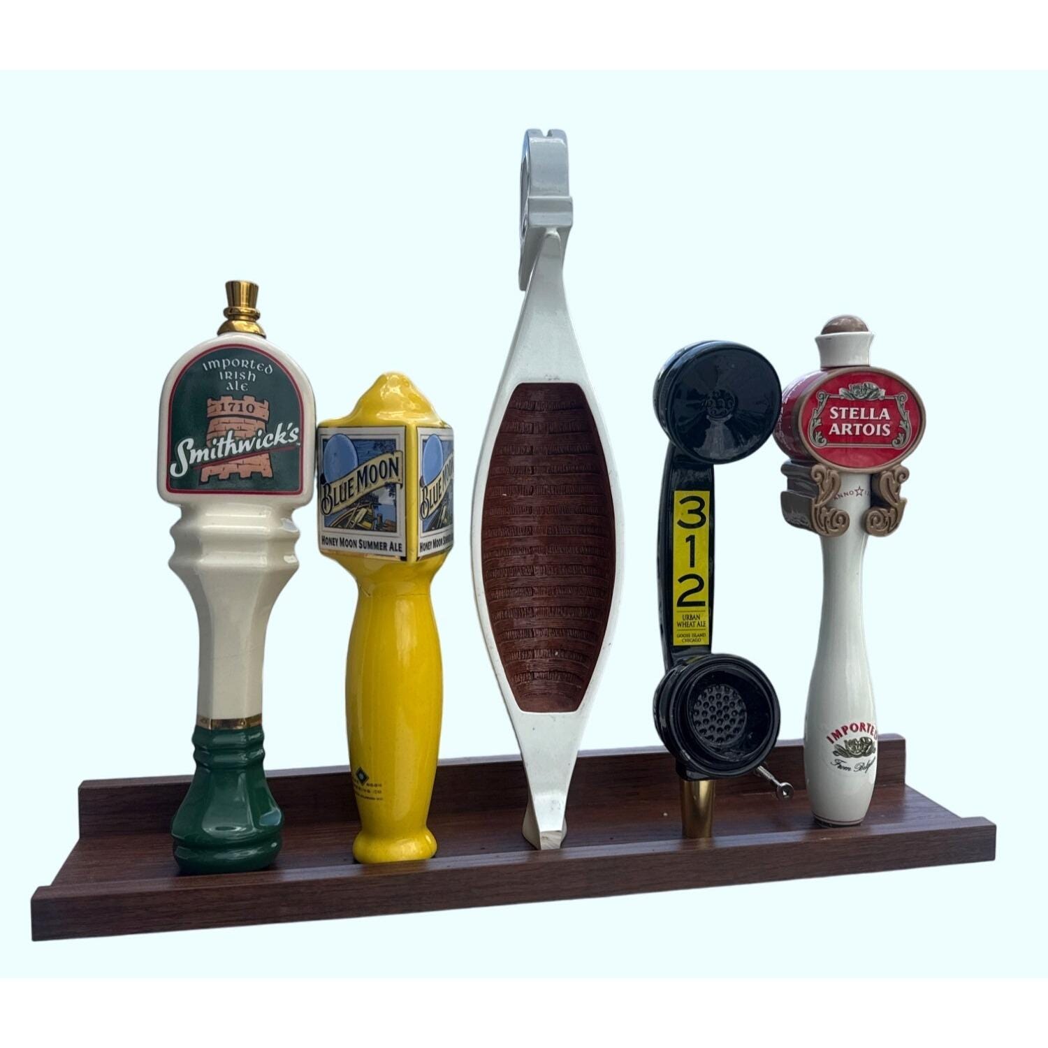 Beer Tap Handle Set w/Display Wall Stand Blue Moon Stella Artois Smithwicks ++