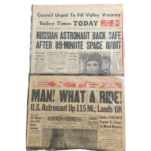 ヘラルドエクスプレスLAとバレータイムズトゥデイ1961（2）新聞宇宙飛行士ロシア