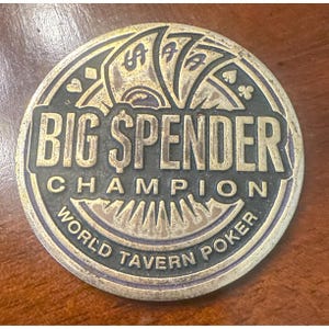 Big Spender Champion Poker Card Guard World Tavern Poker Gold-Tone Metal Weight