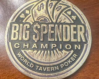 Big Spender Champion Poker Card Guard World Tavern Poker Gold-Tone Metal Weight
