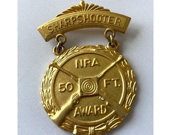 Vintage Sharpshooter NRA 50 Ft Award Medal By Blackinton
