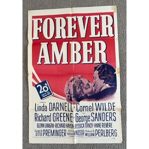 1947 Póster de película original Forever Amber Teatro canadiense Linda Darnell 41 x 27"