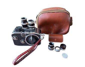 Vintage Kern Paillard Bolex B8 8mm Movie Camera With F=5.5mm Lens Leather Strap
