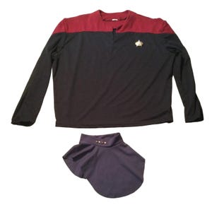 Vintage Star Trek Uniform Red Black with turtle neck attachment