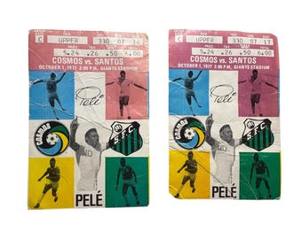 2 Pele' Vintage 1977 Cosmos vs Santos Pele Soccer Ticket Stub Giants Stadium