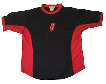 Vintage Rolling Stones Tongue Logo Black/Red Shirt Large Swags Canada Jersey