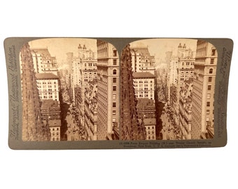 1902 Broadway New York City Stereoview Card Empire Building Trinity Steeple NYC