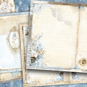 Páginas de diário pautadas em branco, kit de diário de lixo, papéis básicos, páginas surradas para impressão, papel rosa vintage, folha de colagem, papel para scrapbook, digital