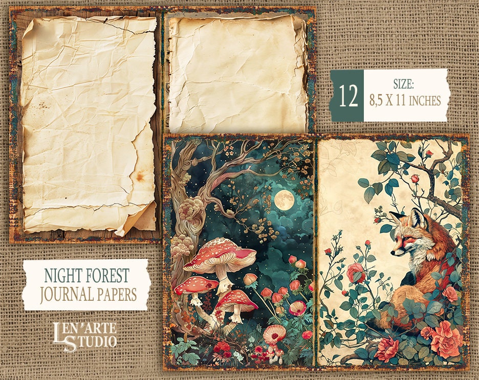 Wild Forest Junk Journal Kit, Magical Woodlandjunk Journal Papers ...