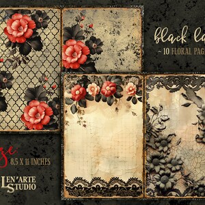Dark Lace Junk Journal Printable Pages, Floral Lace Collage Sheets ...