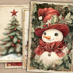 Klassische Weihnachten Journal Seiten, Vintage Weihnachten Digitale Papiere,Weihnachtsszene, Winter Urlaub Printables,Schneemann Seiten,Weihnachtsmann Karte