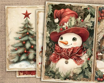 Classic Christmas Junk Journal Pages, 14 Vintage Christmas Papers (Digital Download)