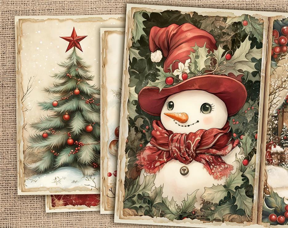 Classic Christmas Journal Pages, Vintage Christmas Digital Papers ...