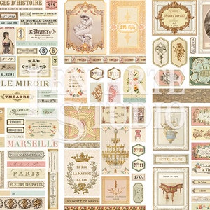 Vintage French Journal Efemer, Junk Journal Papers, French Journal labels, Parijs afdrukbare, vintage nummers Ephemera, Junk Journal Supplies afbeelding 5