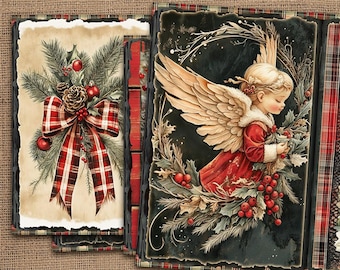Christmas Junk Journal Kit, Vintage Christmas Digital Papers, Christmas Scene, Winter Holiday Printables,Christmas Ephemera,Santa Claus Card