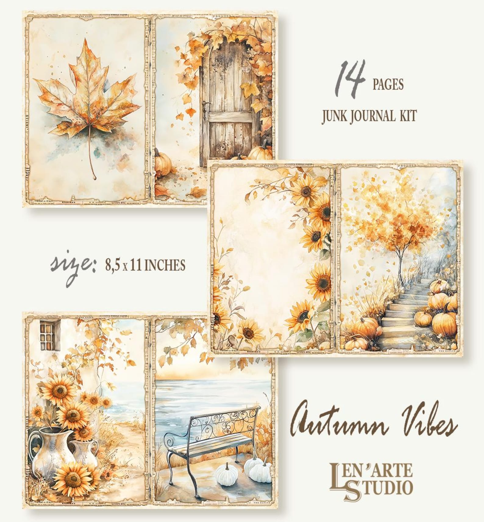 Fall Junk Journal Kit, Autumn Printable Pages, Rustic Autumn Paper ...