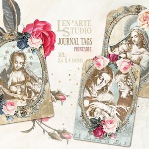 Religious Junk Journal Printable Cards, Holy Cards Virgin Mary ...