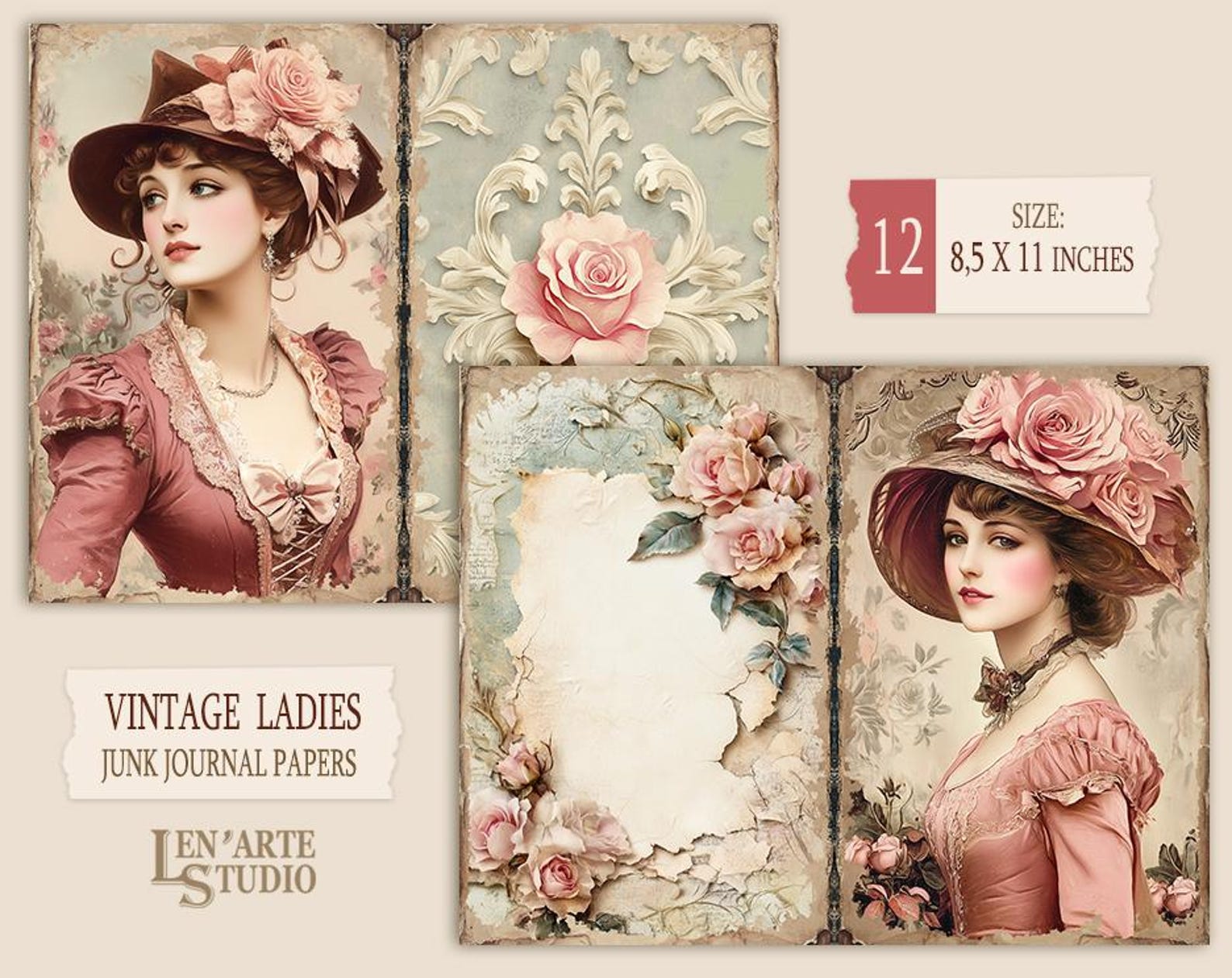 Victorian Ladies Junk Journal Pages, Vintage Woman Collage Sheet ...