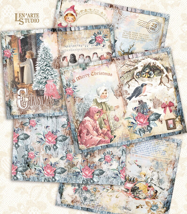 Digital Christmas Junk Journal Printable Kit, Vintage Christmas Paper ...