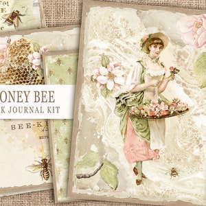Honey Bee Junk Journal Kit, Vintage Honey Bee Printable Kit, Queen Bee Collage Sheet, Bee Tags, Beehives Vintage Pages, Vintage Bee Ephemera