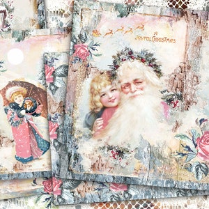 Digital Christmas Junk Journal Printable Kit, Vintage Christmas Paper Download Winter Digital, Vintage Santa Collage Sheet,Xmas Junk Journal