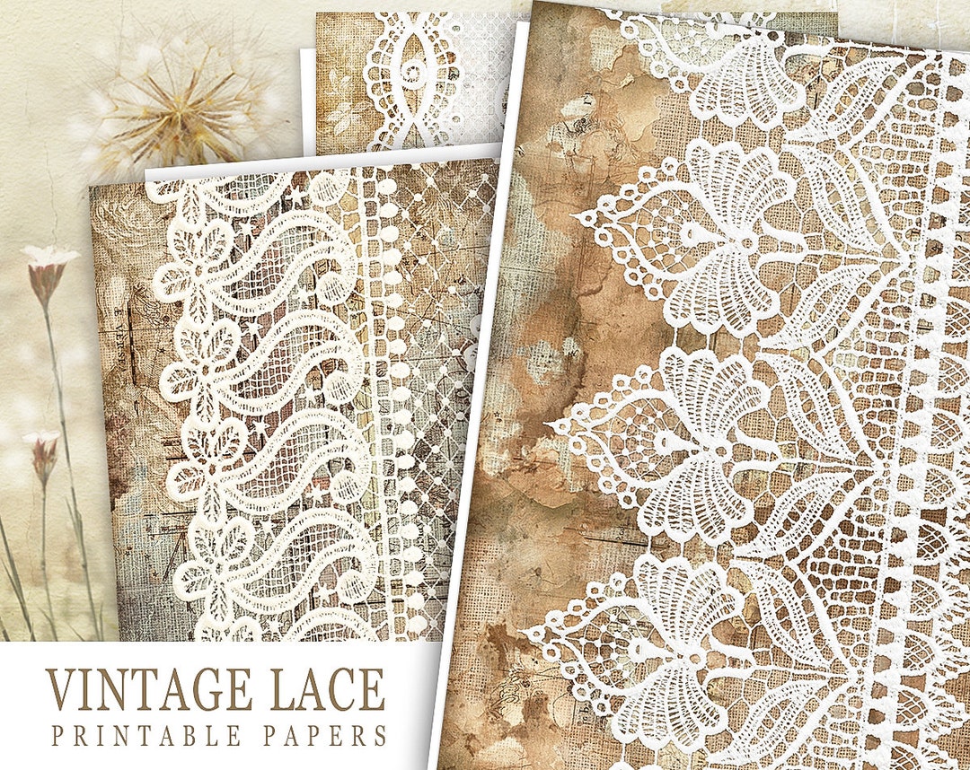 Lace Junk Journal Printable Pages, Digital Lace Collage Sheets, Digital ...