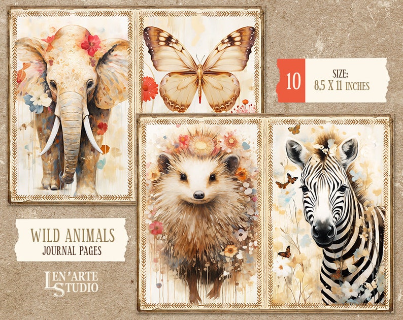 Wild Animals Junk Journal Kit, Woodland Animals Printable Papers ...