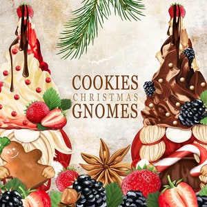 Christmas Gnomes PNG Clipart, Gnomes Cookies Clipart, Christmas Gnome Hand Drawn, Gingerbread Clipart, Holiday Clipart, Gnome Clipart, Xmas