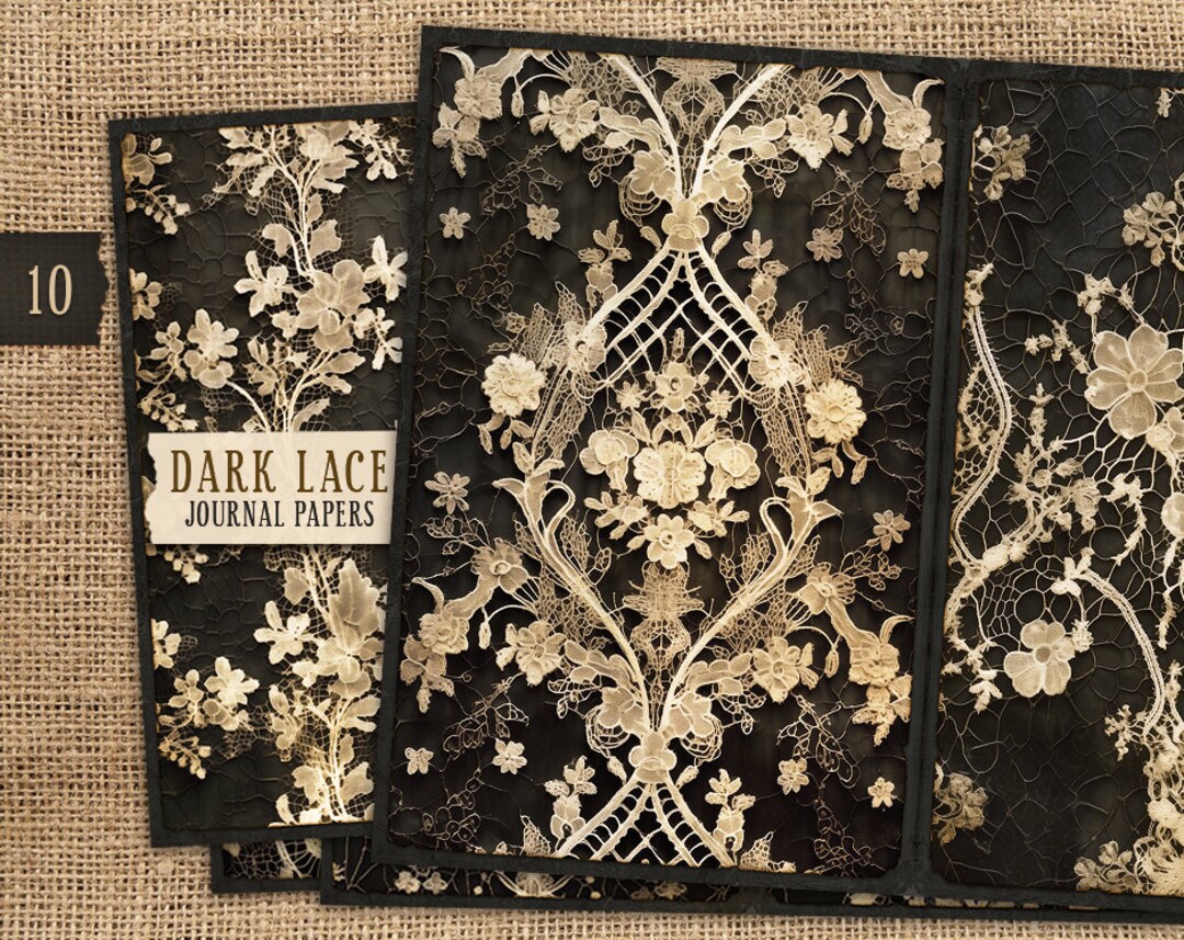 Junk Journal Printable Lace Papers, Digital Dark Lace Collage Sheets ...