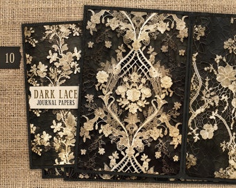 Junk Journal Printable Lace Papers, Digital Dark Lace Collage Sheets, Black Lace Journal Kit, Vintage Lace Journal Paper, Scrapbook Lace