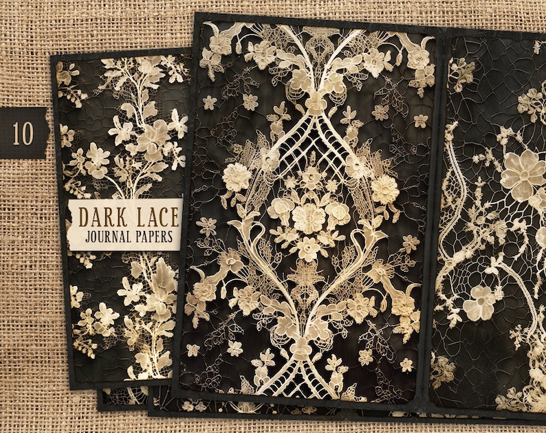 Junk Journal Printable Lace Papers, Digital Dark Lace Collage Sheets ...