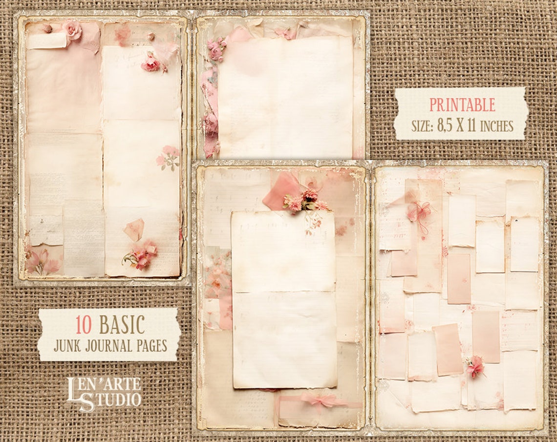 Blank Lined Journal Pages, Junk Journal Basic Papers, Printable Lined ...