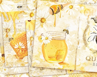 Bee Journal Pages, Digital Junk Journal Papers, Honey Bee Printable Kit, Queen Bee Collage Sheet, Beekeeper Papers, Beehives Vintage Pages