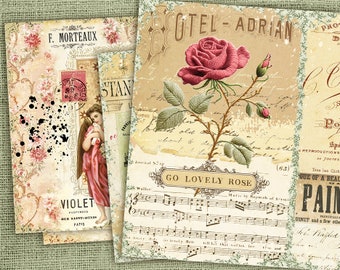 Vintage Junk Journal Seiten, Junk Journal Basic Papiere, druckbare Collage Sheets, Distressed Journal Crafting Papier, Pergament mit neutralen Texturen