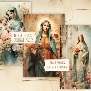 Religious Junk Journal Printable Paper, Virgin Mary Printables ...