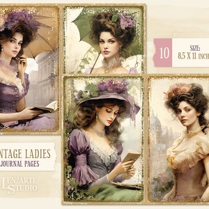 Victorian Ladies Junk Journal Pages, Vintage Woman Collage Sheet ...