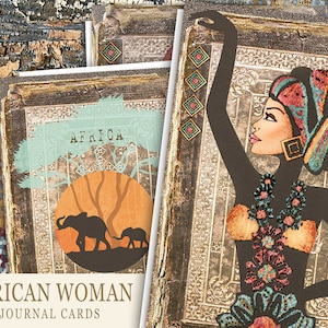 Junk-Journal-Karten, Vintage-Junk-Journal Zubehör, druckbare Journal-Karten, Vintage ATC-Journal-Karte, Junk-Journal Ephemera, Afrikanerin
