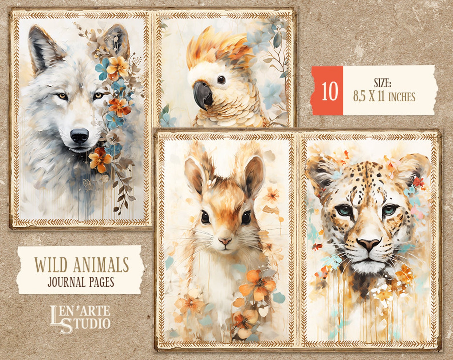 Wild Animals Junk Journal Kit, Woodland Animals Printable Papers ...