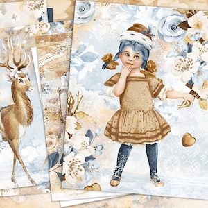 Christmas Junk Journal Printable Kit, Vintage Christmas Paper Scrapbook, Winter Digital, Christmas Ephemera, Santa Claus Papers,Xmas Journal