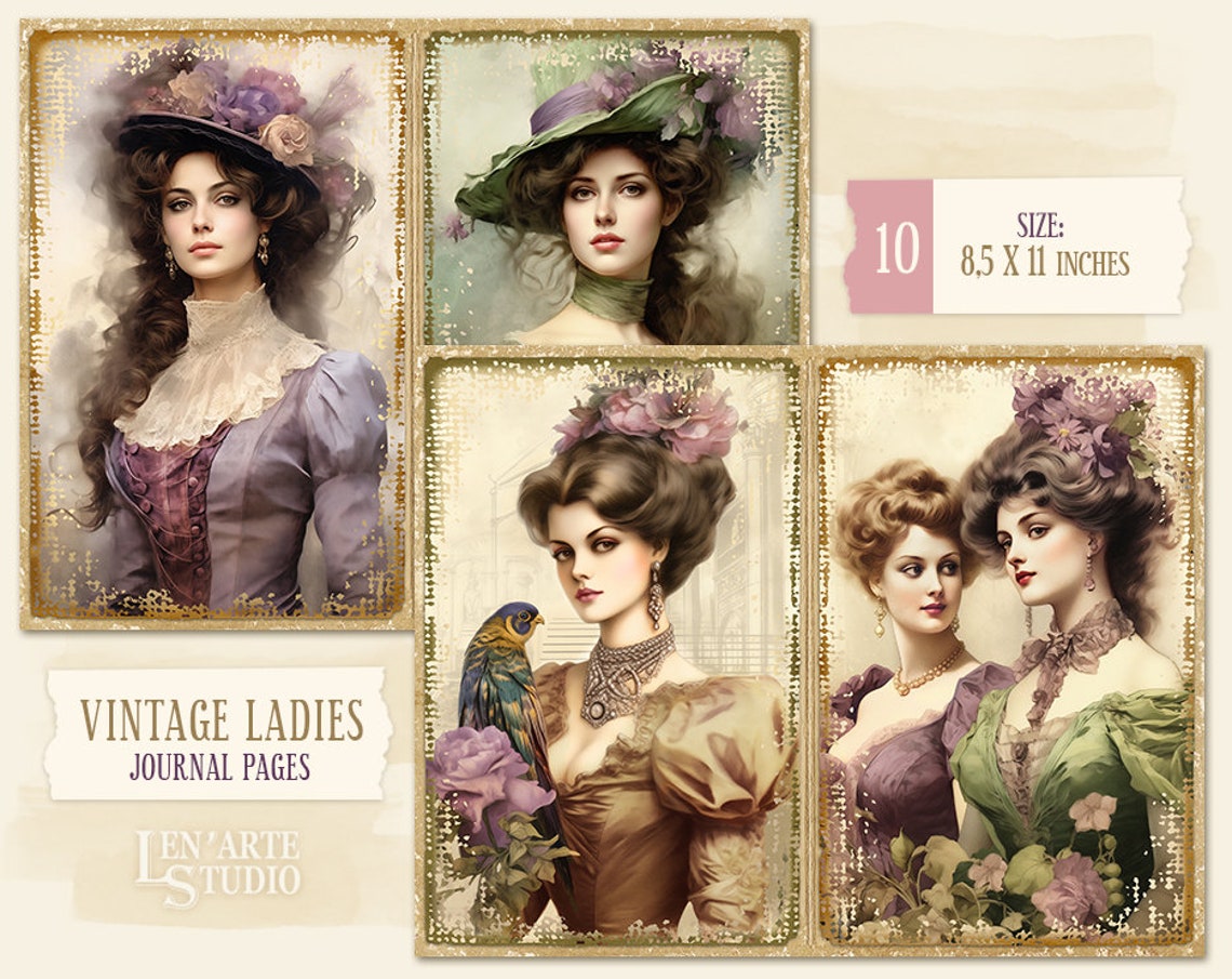 Victorian Ladies Junk Journal Pages, Vintage Woman Collage Sheet ...