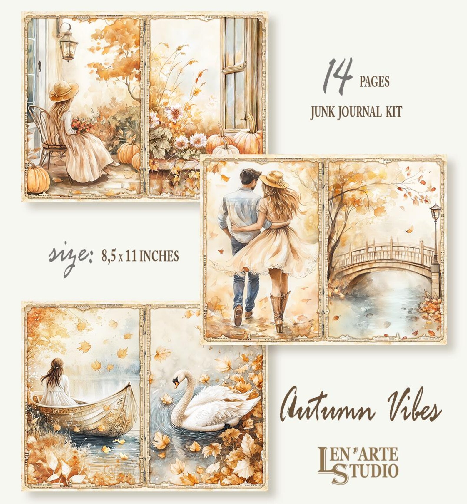 Fall Junk Journal Kit, Autumn Printable Pages, Rustic Autumn Paper ...